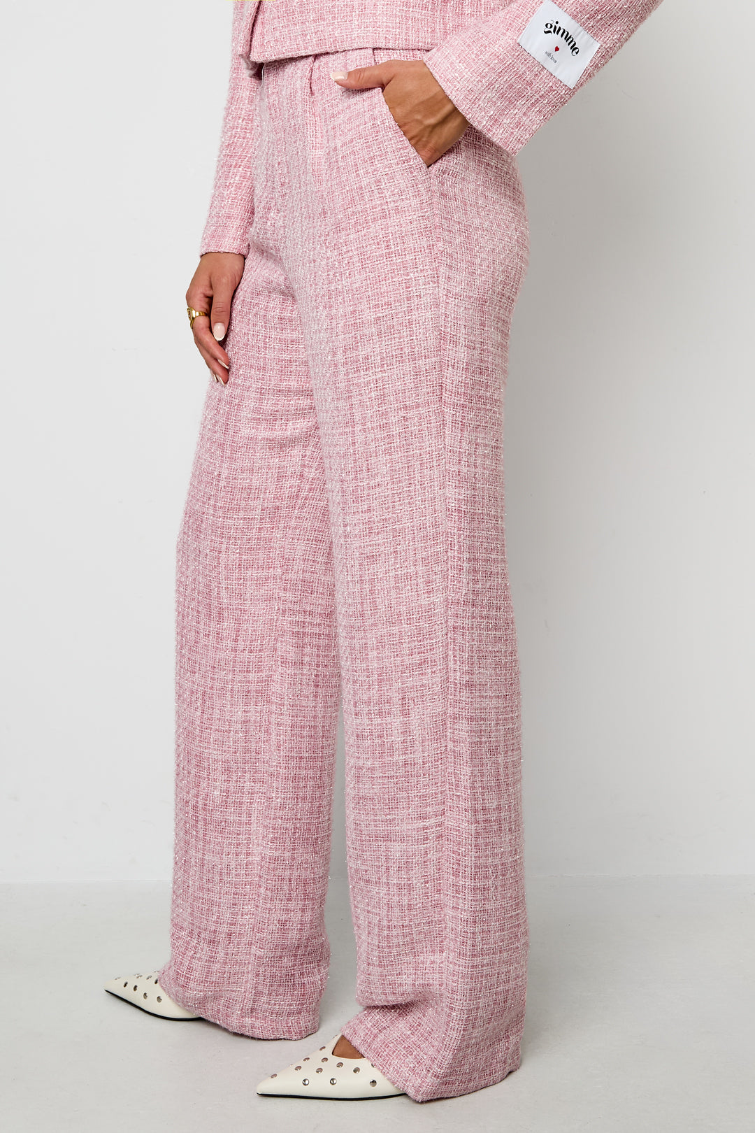 Geweven Polyestervezel Vrouwen Rechte Broeken Elegante Ruitjes Herfst/Winter