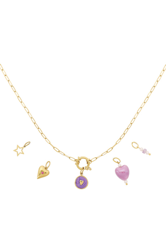 Paarse hart DIY ketting