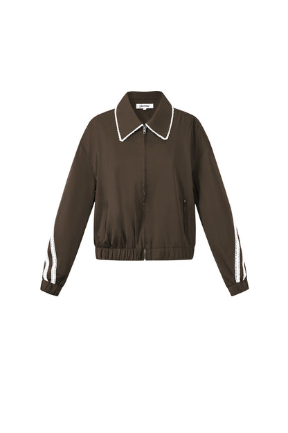 Woven Polyester Fiber Women's Jacket Sporty Color Clash 2-piece Set