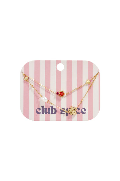 Bedelarmband met ster en bloemcharms, parels, steentjes en kraaltjes