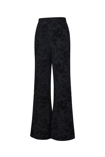 Woven Polyester Fiber Women's Flared Pants Sexy Floral Print 2-piece set