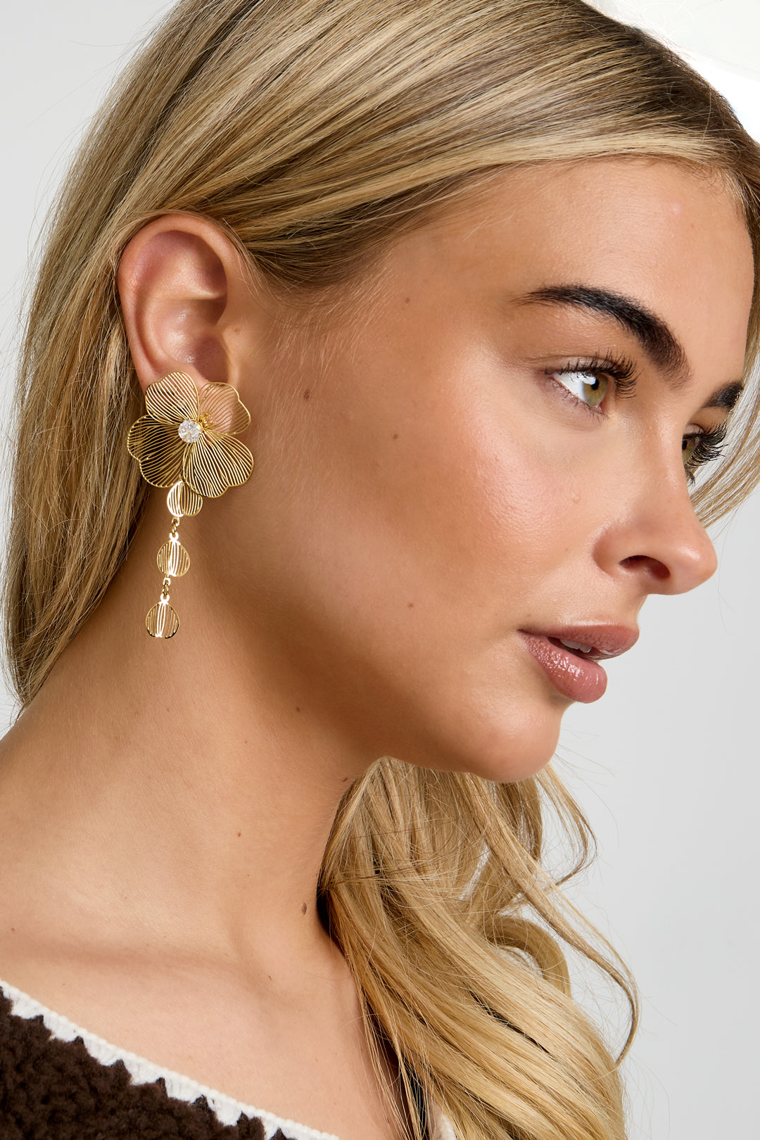 Oorbellen van roestvrij staal met hanger, bloem, casual, dagelijks, eenvoudig, serie, damessieraden