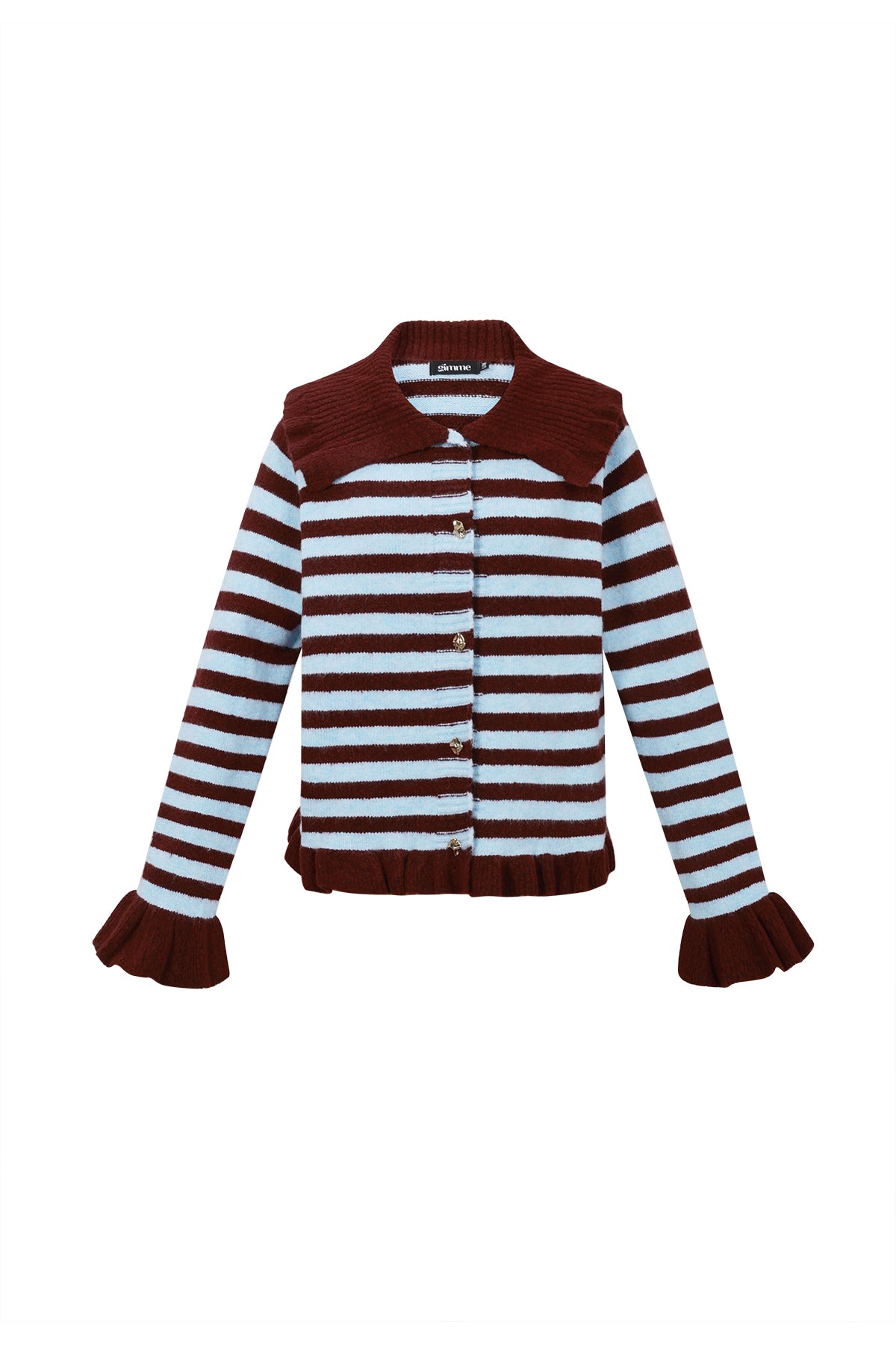 Knitted Polyester Fiber Women's Cardigan Casual Stripes