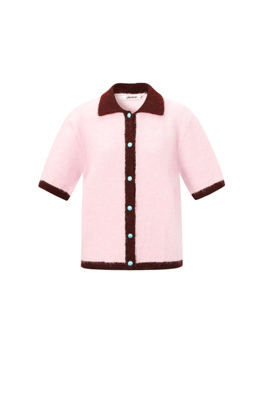 Knitted Polyester Fiber Women's Knit Cardigan Casual Color Clash