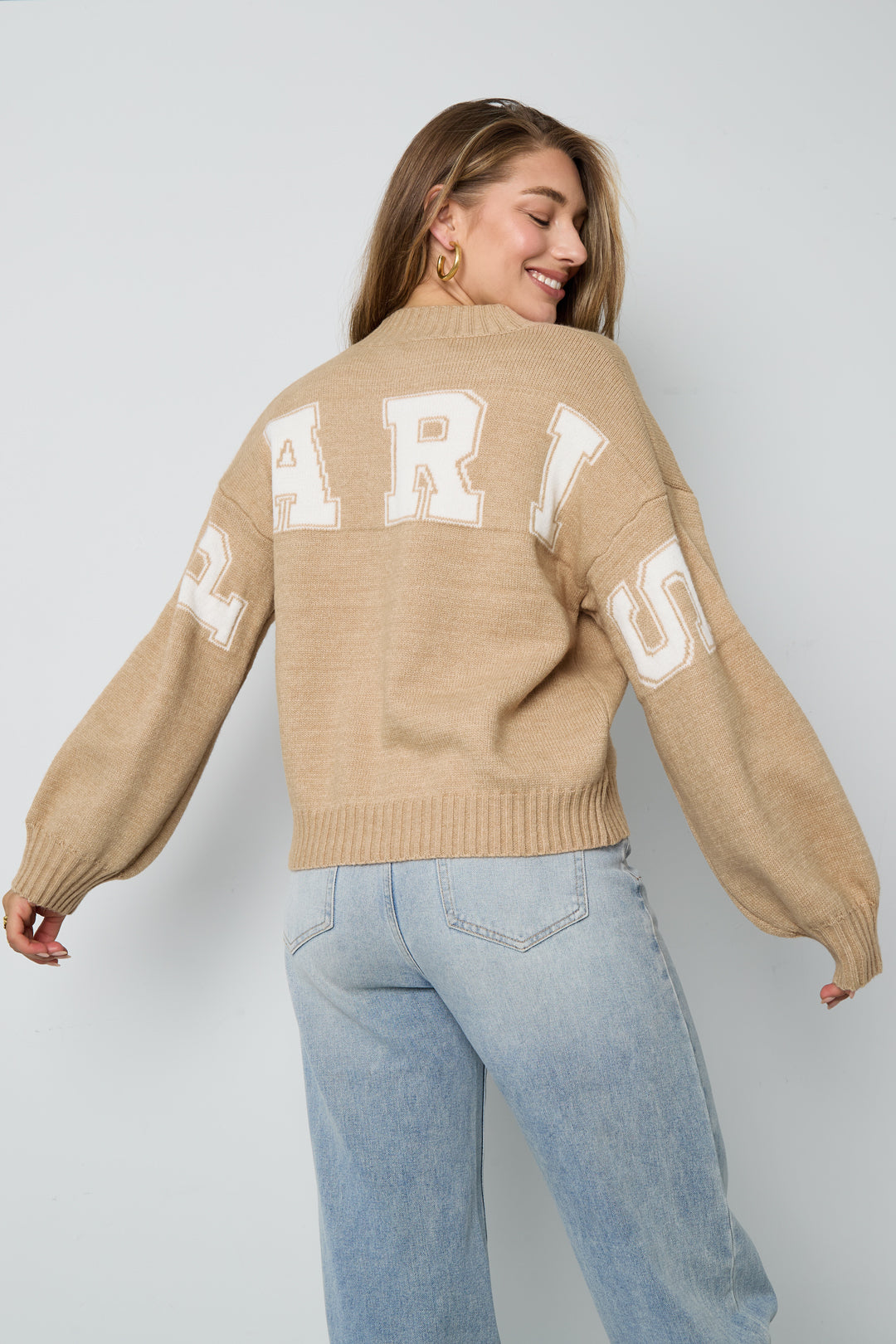 Knitted Polyester Fiber Women's Knit Sweater Casual Letters