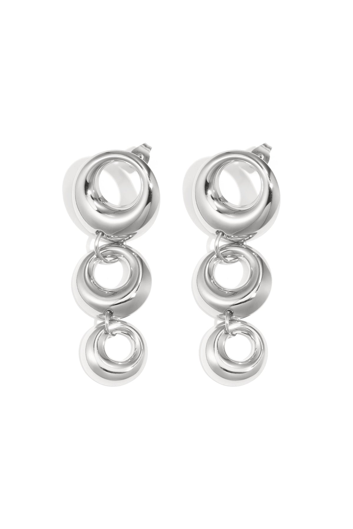 Oorbellen van roestvrij staal met hanger, cirkel, casual, dagelijks, eenvoudig, serie, damessieraden