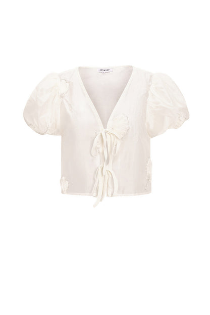 Eco-friendly Bohemian White Short Sleeve Top