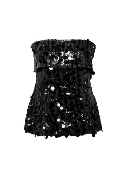 Woven Polyester Fiber Women's Sleeveless Top Sequins Elegant