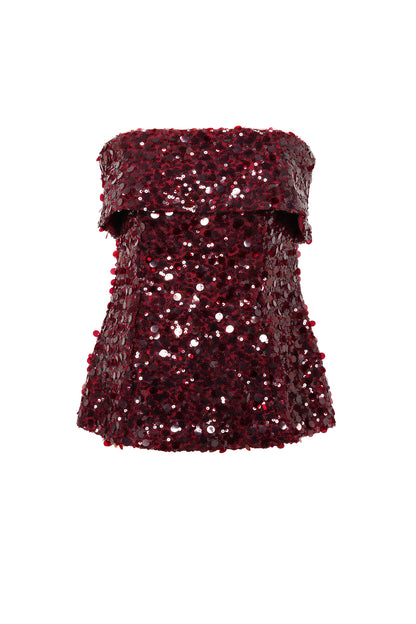 Woven Polyester Fiber Women's Sleeveless Top Sequins Elegant