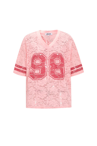 Woven Polyester Fiber Women's T-shirt Sporty Color Clash