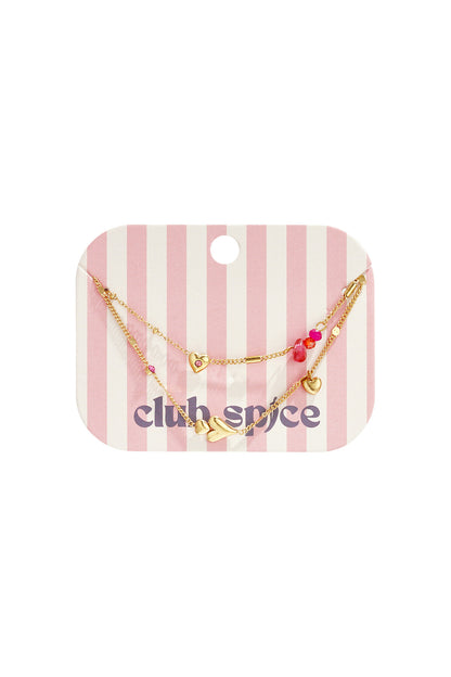 Armband met hartjes bloemen en kraaltjes