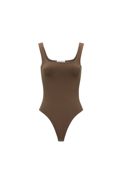 Knitted Nylon Shapewear Bodysuit Basic Solid Color
