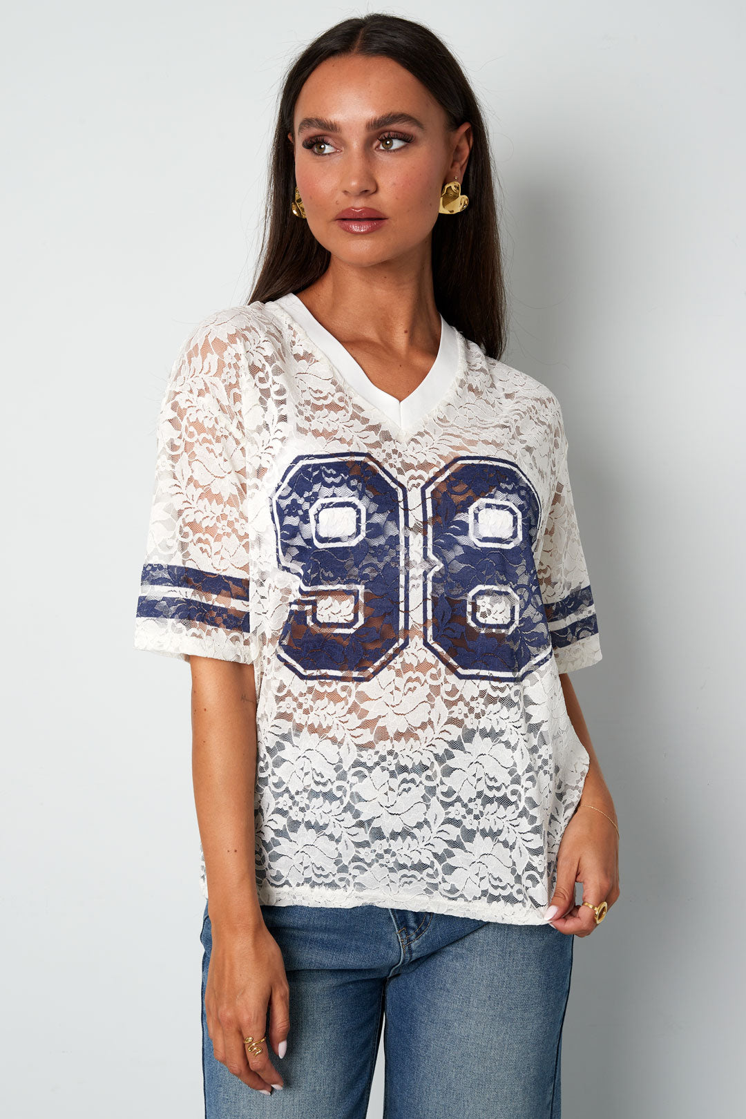 Woven Polyester Fiber Women's T-shirt Sporty Color Clash