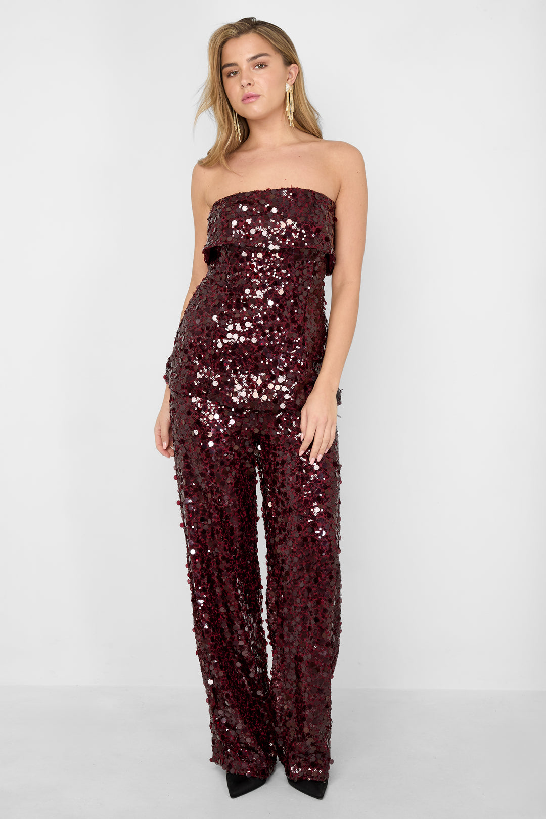 Woven Polyester Fiber Women's Sleeveless Top Sequins Elegant