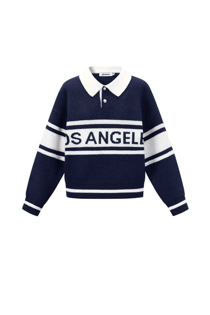 Knitted Polyester Fiber Women's Knit Sweater Sporty Letters
