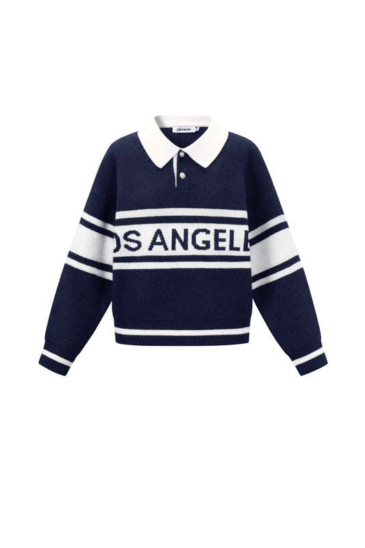 Knitted Polyester Fiber Women's Knit Sweater Sporty Letters