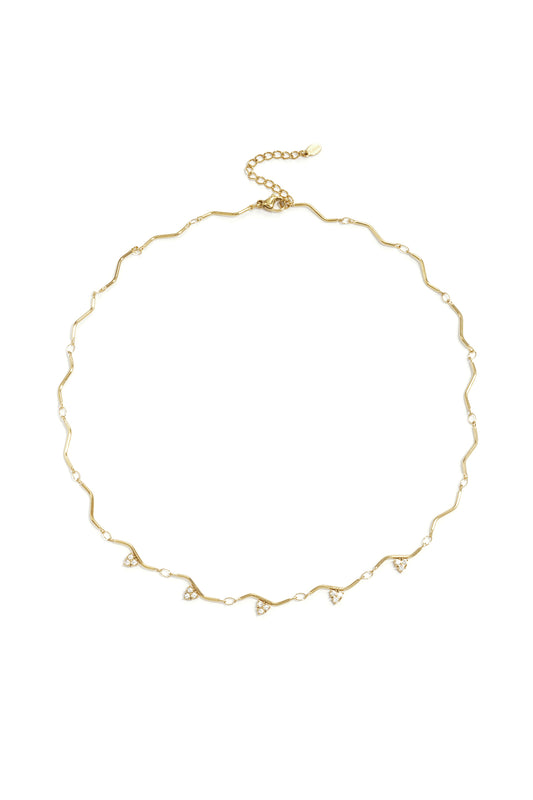 Ketting met zigzag patroon en steentjes