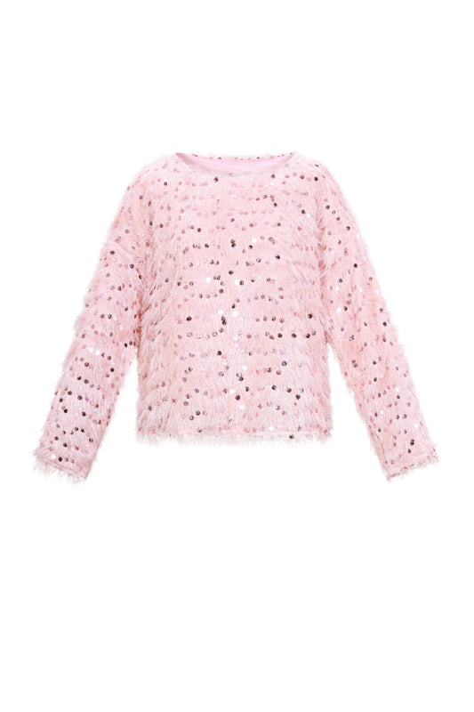 Geweven Polyestervezel Vrouwen Lange Mouw Top Elegante Pailletten