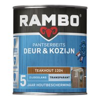 Rambo Pantserbeits Deur & Kozijn Zijdeglans Transparant - Super Vochtregulerend - Teakhout - 0.75L